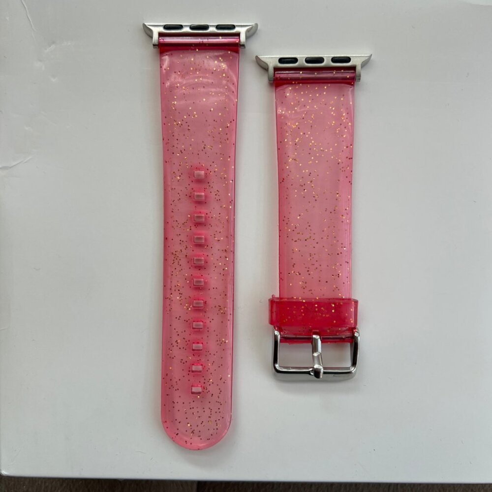 NEW Apple Watch Band Silicon Transparent Red Strap Size 38/40/41mm